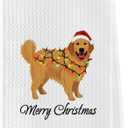 Geqtt Christmas Golden Retriever Gifts - Golden Retriever Waffle Weave Decorative Kitchen Towels, Christmas Dog Dish Towels, Hand Tea Towel (16x24 Inches)