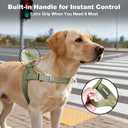 No Pull Dog Harness with Handle, Adjustable Mesh Padded Reflective Walking Harness with Front Clip for Small Medium Large Dogs Quick Fit No Escape for Training and Hiking (Ranger Green, L)