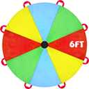 NARMAY Kids Play Parachute, 6ft Rainbow Parachute with 8 Handles, Cooperative Group Game Toy for Indoor & Outdoor Play