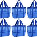 Hillban Large Beach Mesh Bags Bulk for Women Beach Tote Bag with 8 Pocket Zipper Waterproof Sandproof for Pool Cruise Ship