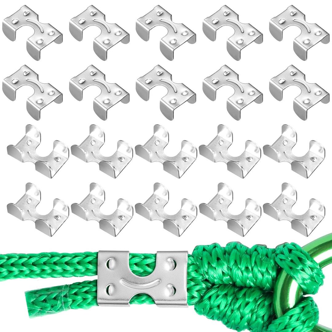 20 Pcs Stainless Steel Double Rope Clamps Heavy Duty Double Clips Loop End Clip Fits 3/8 Inch to 1/2 Inch Twisted or Braided Ropes