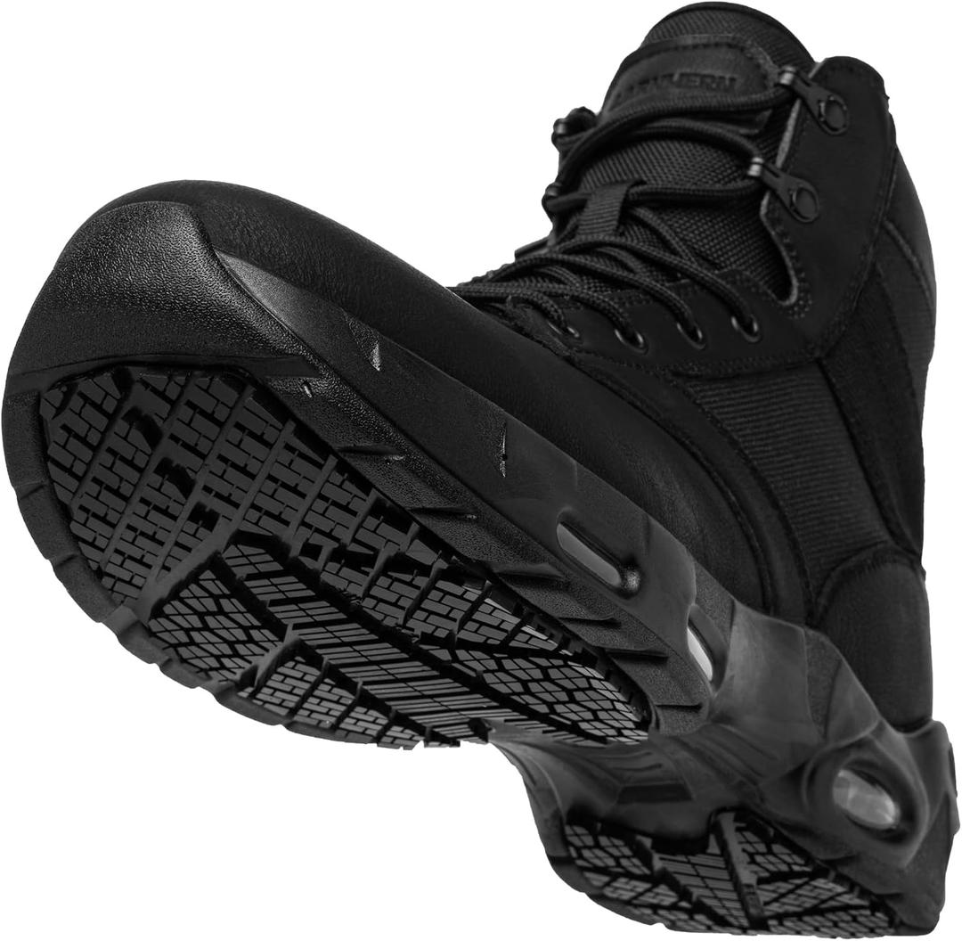 LARNMERN Non Slip Mens Boots Slip Resistant Work Shoes Sole-Cushion Side Zipper Comfort Botas Militares Hombre Zapatos de Trabajo Black (10.5 Wide)