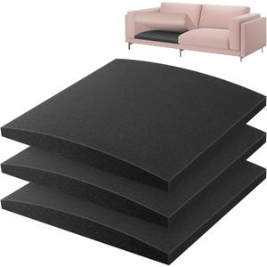 moonoom 22"x22" Couch Cushion Support, Black Sofa Cushion Sagging Repair, Curved High Density Foam Replacement for Furniture Sagging Seat Sectional Loveseat Chair (3 Pcs)