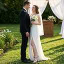 Reimferce Comfortable Block Heels for Women: 3.14" Stable Walk for Confidence on Wedding - Elegant Bow Ankle Strap & Cushioned Insole for Bride & Bridesmaids. 40
