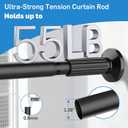 Tension Curtain Rod 51-126In(4.25-10.5Ft), Long Shower Curtain Rod for Bathroom Window Patio, No Drill Dual-End Adjustable Spring Outdoor Rod, Rust Proof Easy to Install, Rod Diameter 1.26In, Black
