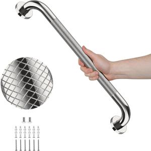 32 Inch Polished Chrome Grab Bars for Shower with Anti-Slip Knurled Grip | YuanDe Stainless Steel Bathroom Grab Bars, Shower Handrail Support, Handicap Elderly Balance Assist Handles-1Pack