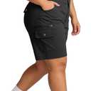 YOHOYOHA Womens Plus Size Shorts Athletic Bermuda - Curvy Women Comfy Flowy Long with Pockets for Lounge Hiking Golf (XX-Large, Black)