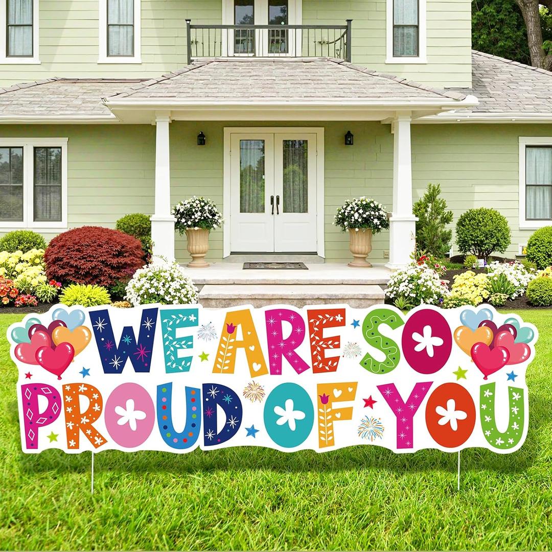 Colorful Welcome Home Decorations We Are so Proud of You Yard Sign with Stakes for Homecoming Military Congratulations Army Navy Patriotic Lawn Garden Yard Party Veterans Day Supplies