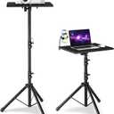 Projector Stand with Enlarged Tray (20"x16"), Laptop Tripod Stand Adjustable From 22" to 46.5" with Gooseneck Phone Holder for Office, Home, Stage, Studio, DJ Racks Musical Instruments (Black)