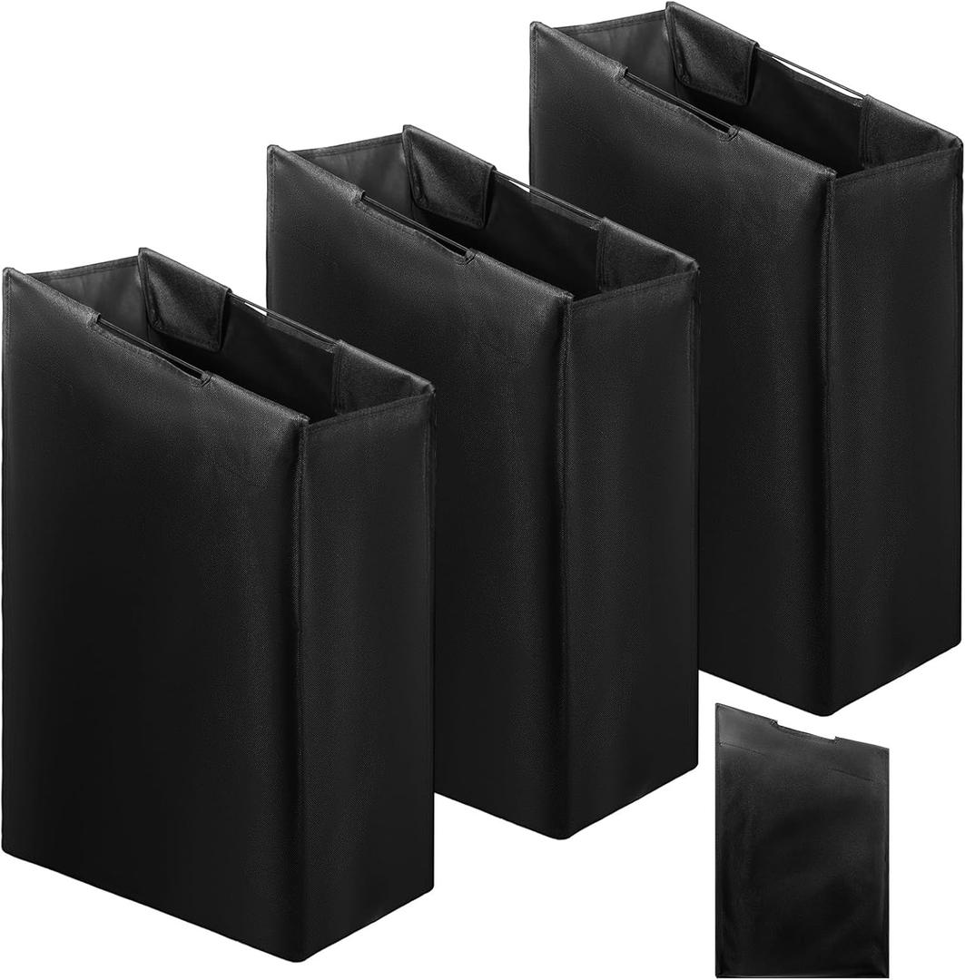 3 Pcs Black Hypotenuse Laundry Sorter Replacement Bags Hamper Cart Removable Replacement Bags Laundry Storage Organizer Bag Hamper Liner, No Hooks (14.76 x 8.66 x 23.23 Inch)