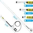 24FT Telescoping Pressure Washer Extension Wand, Power Washer Extension Wand, Solar Panel Cleaner Pole with Turbo Nozzle, Brush Head, 7 Nozzle Tips, 3 Adapters & Harness