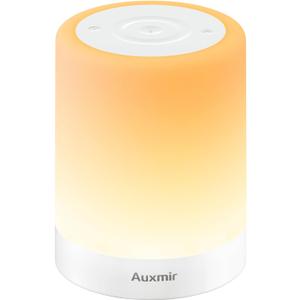 Auxmir Night Light for Kids Baby, Dimmable Touch Lamp for Nursery, 11 RGB Colors 5 Brightness, Portable Rechargeable Bedside Table Lamp for Nightstand, Kids Night Light for Bedroom Living Room, White