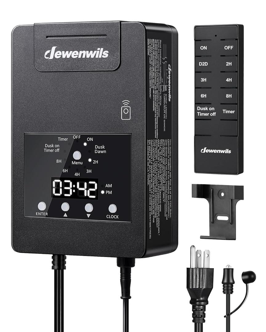 DEWENWILS 120W Low Voltage Landscape Transformer with Remote Control, 120V AC to 12V DC, Low Voltage Transformers with Photocell & Timer, Landscape Lighting Transformer for Garden Light Spotlight