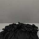 Black Ruffle Shower Curtain, Vintage Handcrafted Bow Tie Bath Curtain for Master Bathroom, Ruched Satin Bathroom Curtain with 12 Buttonholes, 72" W x 72" H (LQ-10)
