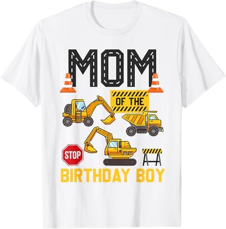 Mom of the Birthday Boy Construction Worker Bday Party T-Shirt WHITE, S