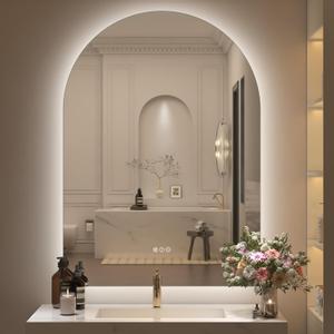 40x30 Inch Backlit Arched LED Bathroom Mirror