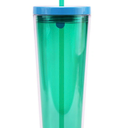 24oz Tumbler with Lid and Straw, Leak Proof and Double Wall Insulated Reusable Plastic Cups,Travel Reusable Iced Coffee Cup (1, Green)