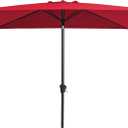 JEAREY 6.5x10ft Olefin Rectangular Patio Umbrella, Red | Rectangle Outdoor Umbrellas with Auto Tilt Crank System, Fade-Resistant Market Table Umbrella for Pool, Deck, Garden and Yard
