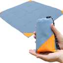 Orga'Neat Pocket Picnic Blanket, Sandproof Lightweight Pocket Camping Tarp, 55x 60 Foldable & Fits into Small Bag, Water Resistant Washable Quick Dry Compact Beach Mat for Outdoor Recreation (Grey/Orange)