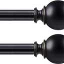 KAMANINA 2 Pack Curtain Rods for Windows 48 to 84 Inch (4-7ft), 7/8 Inch Single Heavy Duty Window Curtain Rod Adjustable Decorative Drapery Rods with Round End, Black