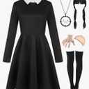 Adult Halloween Costume Women Black Dress for Family Party, M