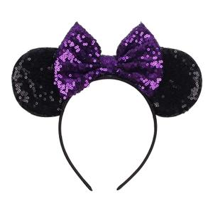 2 PCS JOYFISCO Mouse Ears Headbands Shiny Bow Mouse Ears Headband Glitter Party Princess Decoration Cosplay Costume for Women Girls  (Purple)