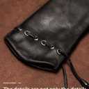 YISEVEN Women's Deerskin Leather Gloves Hand Sewn (8.0"/XL, Black Chain)