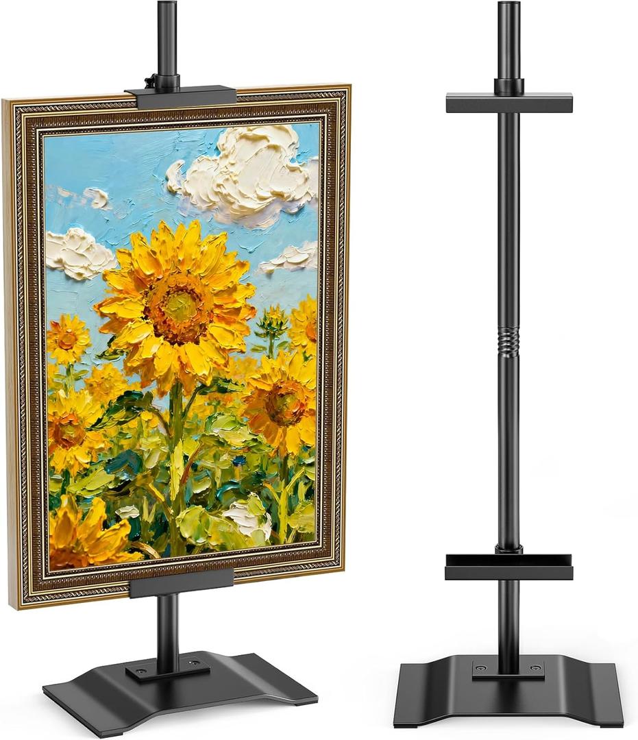 USION Adjustable Tabletop Easel Stand, Picture Easels for Display Up to 30" H, Heavy duty Metal Picture Frame Holder Stand Table top for Art, Photo, Canvas(Black)
