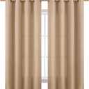BGment Linen Curtains 63 Inch Length for Living Room, Farmhouse Light Filtering Burlap Textured Grommet Bedroom Window Semi Sheer Curtains, 2 Panels, Each 52 Inch Wide, Tan