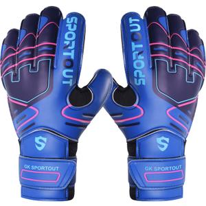 Sportout Youth&Adult Goalie Goalkeeper Gloves,Strong Grip for The Toughest Saves, with Finger Protect & 4+3MM Latex to Give Splendid Protection to Prevent Injuries,4 Colors (5, Dark Blue)