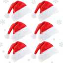 Meajore Santa Hat 6 Pack for Adults, Classic Red Fuzzy Christmas Hat with Bell for Xmas Party Holiday Festive Events