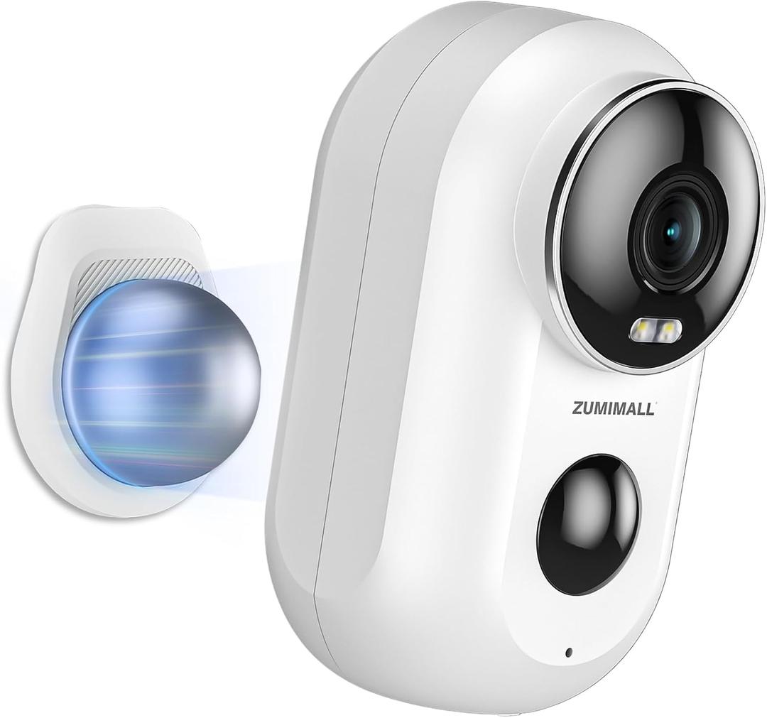 ZUMIMALL Security Cameras Wireless Outdoor with Magnetic Mount, 2K Outdoor Camera Wireless, 2.4G WiFi Battery Cameras for Home Security Indoor,3MP Color Night Vision/130 View/2-Way Talk/SD/Alexa
