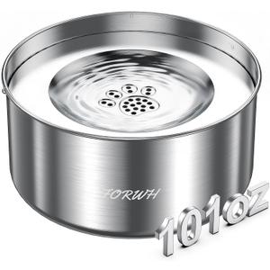 Stainless Steel Dog Water Bowl No Spill, 101oz/3L Large Capacity Pet Water Dispenser with Floating Disk, Non-Slip Slow Drink Feeder for Cat, Anti-Gulping & Splash Proof for Travel, Car & Home