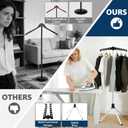 2 IN 1 T Shirt Display Stand, 32-63 inch Adjustable Cap and Gown Display Stand, Portable Hanging Black Metal Clothes Display, Hanger Rack for Clothing Dress Garment Coat Retail