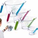 KPKitchen 3-Piece Angled Liquid Measuring Cups Plastic Set - BPA-Free Mini Oz, 1, 2 and 4 Plastic Measuring Cup Sizes - Measuring Cups For Liquids with ML & Cups Measures - Small & Large Measure Cup