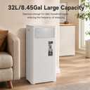 32L/8.45Gal Trash Can, Double Opening Cover Trash Bin, Waste Bin with Press top Lid, Garbage Can for Kitchen, Bathroom, Bedroom, Living Room, Office (White)