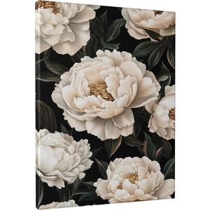 Elegant Peony Canvas Wall Art, Black and Cream Floral Decor, Spring Wall Art for Living Room, Bedroom, Home Office, Unframed 8x12 Inch Set of 2