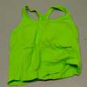 Ribbed Workout Short Racerback Tank Tops for Women with Built in Bra (6, Glow-green)