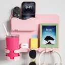 Floating Shelves for Bedside Shelf Accessories Organizer, Wall Mount Self Stick On, Cute Room Decor Aesthetic, Girls Room Decor, Cool Stuff for Bedroom Storage and Organization (Pink)