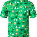 St. Patrick's Day Irish Printed Shirt Casual Button Down Short Sleeves Hawaiian Shirts for Men