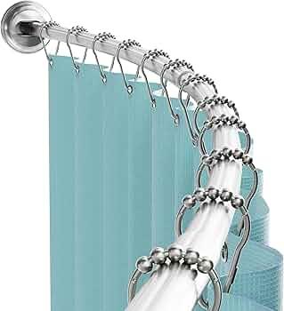 Home Curved Shower Curtain Rod, No Drill, 50-72 Inch Adjustable Tension Shower Rod for Bathroom, Rustproof, 1-Inch Diameter, Non Slip, Easy Install, Adds Space in Shower, Satin Nickel