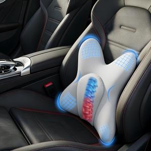 Lumbar Support Pillow for Car, Memory Foam Car Seat Back Support Pillow, Wraparound Ergonomic Design for Back Pain Relief-Back Cushion for Driving, Semi Truck, Chair Support for Car Office, Wheelchair (Light Gray)