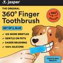 Jasper Dog Toothbrush, 360 Dog Tooth Brushing Kit, Finger Toothbrush, Cat Tooth Brush, Teeth Cleaning, Pet Tooth Brush for Small & Large Pets, Pet Toothpaste Not Included, 2-Pack Blue
