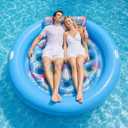 Pool Floats Adult Heavy Duty, OKSUWATER 75" x 75" Giant Inflatable Pool Float with Removable Pillow & Handles, Tanning Pool Lounger Floaties Bed for Swimming Pool Beach Outdoor Summer Party (Blue-XL), X-Large