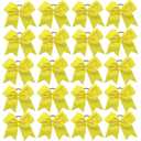 Hipcheer 20pcs 8" Large Cheer Bows for Girls, Hand-made Grosgrain Ribbon Hair Accessories for Teen Girls Softball Cheerleader Sports (Yellow)