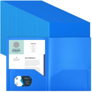Gueevin 300 Pcs Two Pocket Folders, Heavy Duty Letter Size, Blue