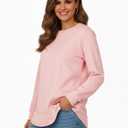 AURUZA Sweatshirt for Women Long Sleeve Crewneck Sweatshirt Women Causal Loose Fit Pullover Tunic Top Fall Clothes Shirts (Pink, L)