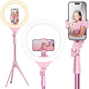 UBeesize 12'' Selfie Ring Light with 62 Tripod Stand for Video Recording, Live Streaming(YouTube, Instagram, TIK Tok), Compatible with Phones, Cameras and Webcams Pink