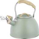 Tea Kettle -3.0 Quart Whistling Tea Kettle for Stove Top Stainless Steel Tea Pot Stovetop Food Grade Water Kettle with Wood Pattern Handle for Coffee/Tea/Milk Kettle Pot-Green
