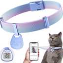 Cat Collar with QR Code Name Tag, Breakaway Kitten Collar for Boy & Girl Cats, Ultra Soft Elastic Adjustable Band, Safety Break Away Buckle, Comfortable & Secure Pet ID Collar (6"-12"), Iridescent